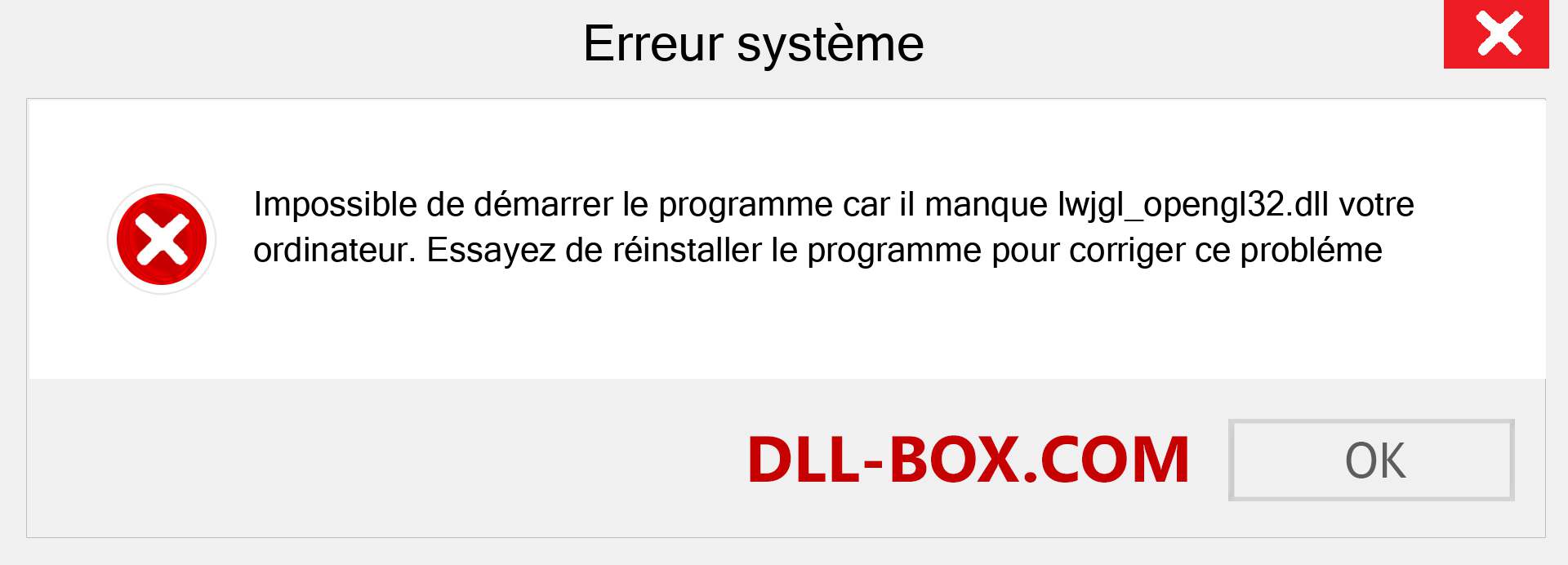 Le fichier lwjgl_opengl32.dll est manquant ?. Télécharger pour Windows 7, 8, 10 - Correction de l'erreur manquante lwjgl_opengl32 dll sur Windows, photos, images